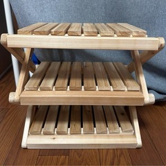 キャンプ ラック 折りたたみ 3段 竹製 棚 テーブルの画像
