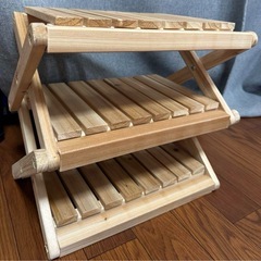 キャンプ ラック 折りたたみ 3段 竹製 棚 テーブルの画像