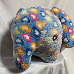 大きいぞうさんぬいぐるみ ハート柄 青 ブルーの画像