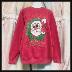 クリスマス サンタクロース 暖か裏起毛 トレーナー LLサイズO...