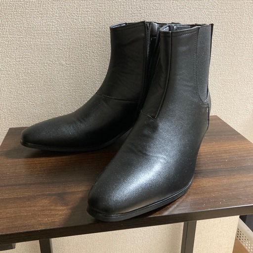 ブーツ 26.5cm メンズ ヒール サイドゴア ジップアップ