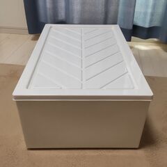 ☆破損なし美品☆引き出し衣装ケース☆収納ボックス☆押し入れ/クローゼット☆ホワイト&クリア☆奥行60cm☆積み重ね可能☆①の画像