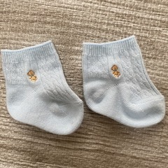 ベビー 靴下 ブルー ベアの画像