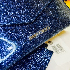 付属品完備●JIMMY CHOO●ジミーチュウ●財布●レター●ラメ●エナメル●メタリックブルー●メンズ●レディース●セット●の画像