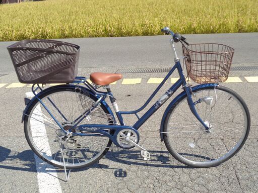 Bruges 27インチ６速 軽快車ママチャリ 青【222】