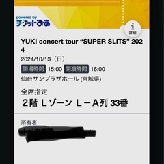 YUKI 仙台公演 10/13  1枚