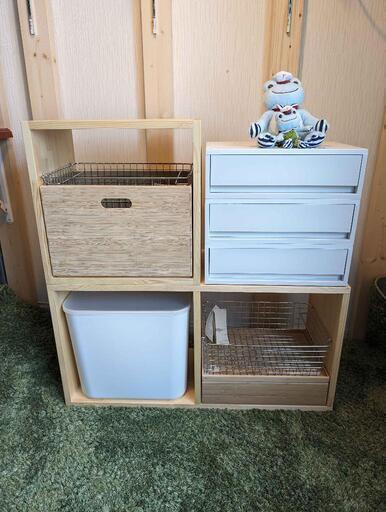 シンプルスタッキングシェルフ　レッドパイン1段