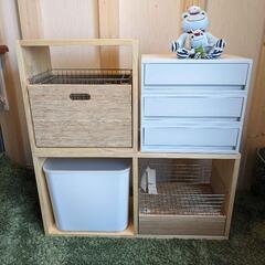 シンプルスタッキングシェルフ　レッドパイン1段