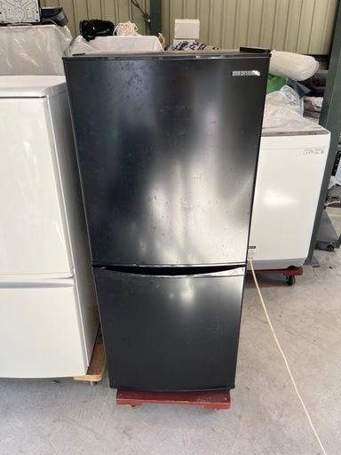 【付け替え両開き】2020年製アイリスオーヤマノンフロン2ドア冷蔵庫142L/引き出し冷凍庫/配送設置可能