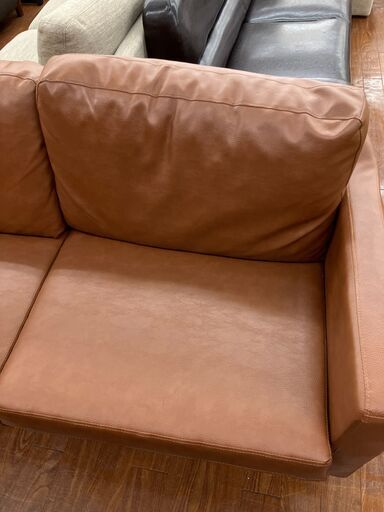【値下げしました】2.5人掛けソファ 合皮 No.1534● ※現金、クレジット、スマホ決済対応※