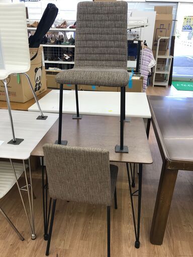 ★ジモティ割あり★  ダイニングセット2人用 ブラウン H71×W70×D70 クリーニング済み KJ6494