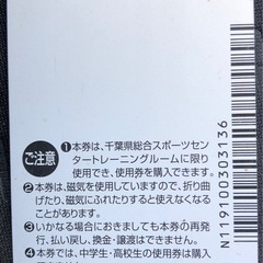 千葉県総合スポーツセンター　トレーニング室チケット　残額2,520円の画像