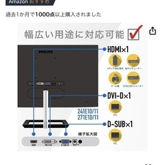 【引き取り決まりました！】PCモニター　PHILIPS　23.8インチの画像
