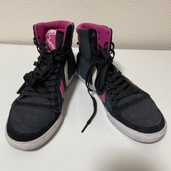 hummel ハイカットスニーカー 黒/ピンク 23.0cm