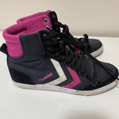 hummel ハイカットスニーカー 黒/ピンク 23.0cmの画像