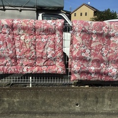 花柄綿布団セット　掛け　敷き　ピンク