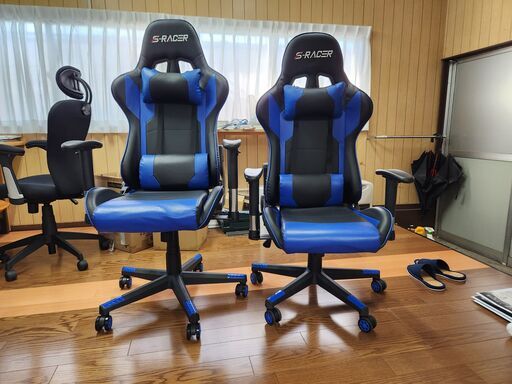 S-RACERゲーミングチェア2脚　普通のチェア1脚　セット