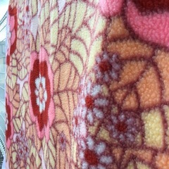花柄アクリル毛布　　ピンク　昭和　レトロ柄の画像