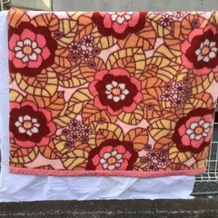 花柄アクリル毛布　　ピンク　昭和　レトロ柄の画像