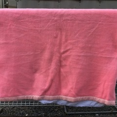 無地　アクリル毛布　ピンク　昭和　レトロの画像