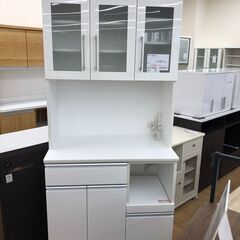 ★ジモティ割あり★ ニトリ　NITORI 食器棚 白　ホワイト W104×D44×H81 クリーニング済み SJ7367