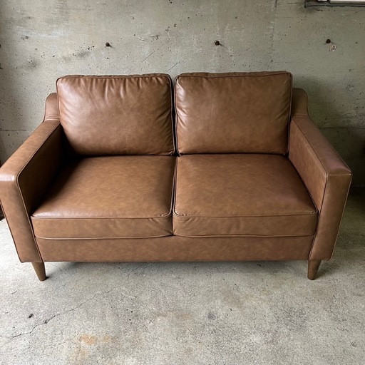 2人掛けヴィンテージ風レザーソファ　140cm