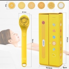 電動ボディブラシ ボディブラシ 電動 背中 ブラシ IPX6防水 イエローの画像