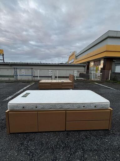 ②国産マットレス付き 棚付き 省スペースショートベッド ナチュラル