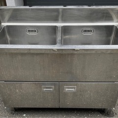 業務用 キャビネット形 2槽シンク 幅1200×奥600×高さ8...