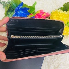 ○本革○LOEWE○ロエベ○財布○リピートアナグラム○レザー○サーモン