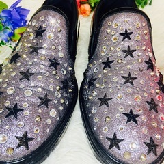 27cm●JIMMY CHOO●ジミーチュウ●スリッポン●グリッター●スタッズ●星●スター●シルバー●メンズ●スニーカー●イタリアの画像