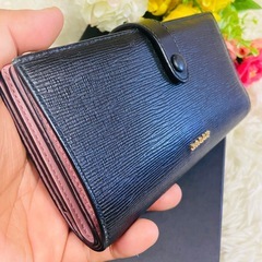 本革●BALLY●バリー●二つ折り財布●レディース●ブラック●レザー●BLACKPINK●ホック●長財布●PENNY LAMBERの画像