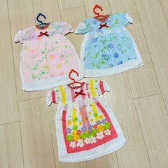 ハンドメイド タオル 洋服 ベビードレスタオル 可愛い タオル掛け 3点セットの画像