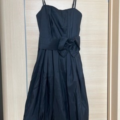 結婚式　ワンピース　ドレス　黒 リボン　M フリーサイズ