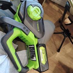 中古電動チェーンソー 24volt greenworksの画像