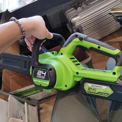 中古電動チェーンソー 24volt greenworks