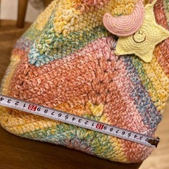ハンドメイド　手作り優しい色❤️カラフルなグラニーバッグ薄色　大容量　激レア可愛いの画像