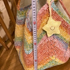 ハンドメイド　手作り優しい色❤️カラフルなグラニーバッグ薄色　大容量　激レア可愛いの画像