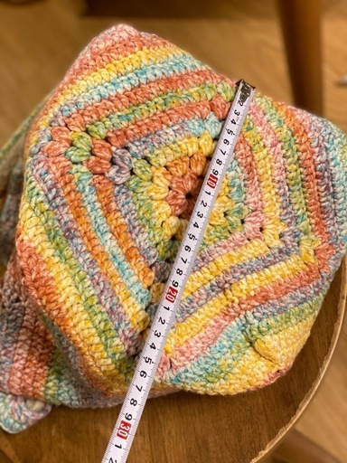 ハンドメイド　手作り優しい色❤️カラフルなグラニーバッグ薄色　大容量　激レア可愛い