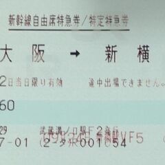 【本日のみ】【特急券のみ】【新大阪駅にて手渡しのみ】新大阪→新横浜