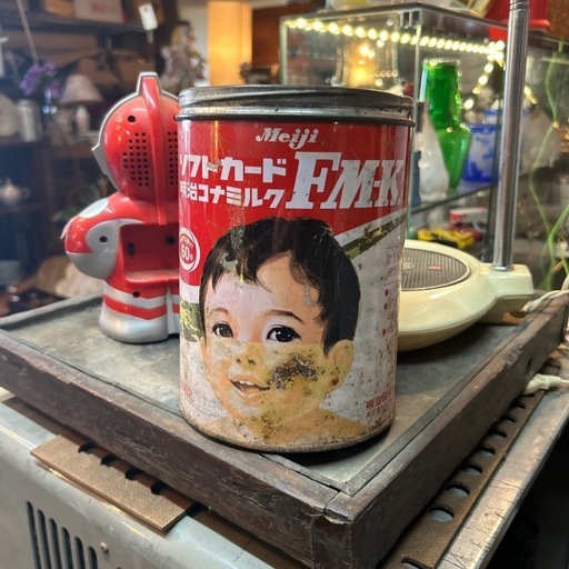 昭和レトロ　カンカン　明治粉ミルク　空缶
