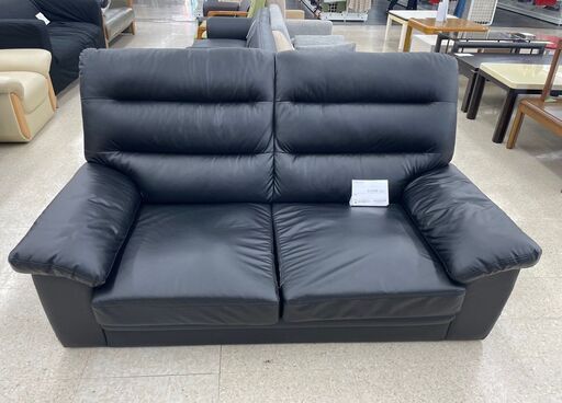★ジモティ割あり★  2人掛けソファ 黒 H84×D77×W150 クリーニング済み TJ9054