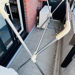 【中古10/25まで】物干し竿-ステンレス-伸縮-ふとん干し-X型-室内物干しの画像