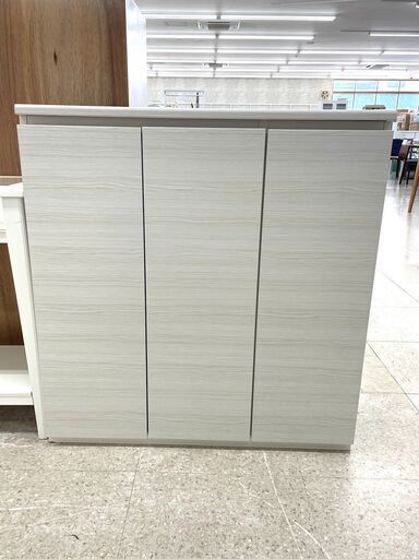 ★ジモティ割あり★  シューズボックス 白 H95.5×D37×W90 クリーニング済み TJ9060