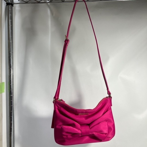 ☆値下げ☆K2410-306 kate spade リボン ショルダーバッグ ピンク 中古 汚れあり①