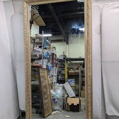 ☆中古￥12,800！大型鏡　家具　金縁　モダン　【BJ071】