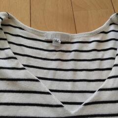 前側透け防止付き　ボーダーTシャツの画像