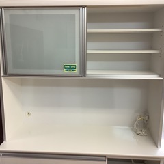 【リサイクルサービス八光】幅120㎝　古賀家具　エナメルホワイト食器棚　OPサフラン