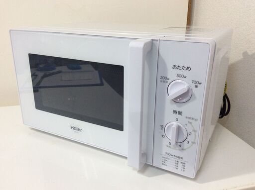 （12/12受渡済）JT9649【Haier/ハイアール 電子レンジ】美品 2023年製 JM-17J-50 家電 キッチン ターンテーブル 横開き 50ヘルツ専用