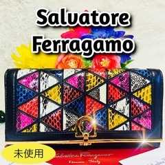 未使用●箱付き●Ferragamo●フェラガモ●パッチワーク●財...